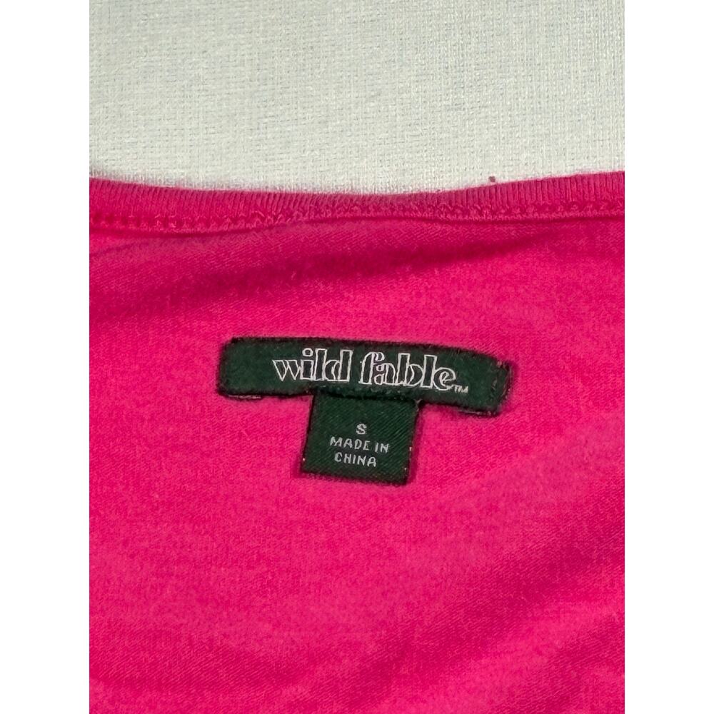 Wild Fable Hot Pink Ruched Drawstring Crop Top S - Picture 2 of 3